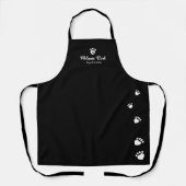 Tablier Empreinte de patte animal de compagnie noir et bla (Recto)