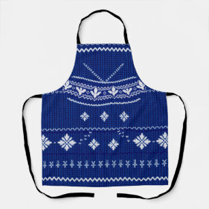 Tablier en tricot norvégien bleu