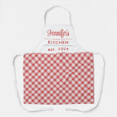 Tablier en vichy Motif moderne rouge blanc Nom (Recto)