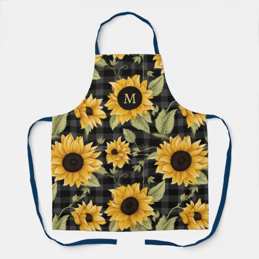 Tablier en vichy Motif tournesol (Recto)