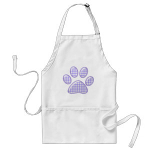 Tablier en vichy patte de chat - violet