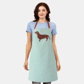 Tablier en vichy profil noir et tan Dachshund - Mint (Porté)