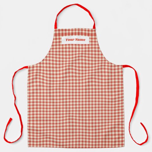 Tablier En vichy Tartan tendance Red Pastel Carré personna (Recto)