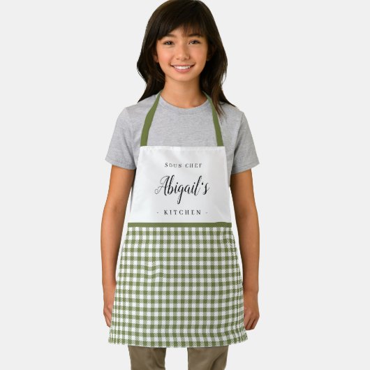 Tablier En vichy verte vérifier cuisine personnalisée enfa (Insitu)