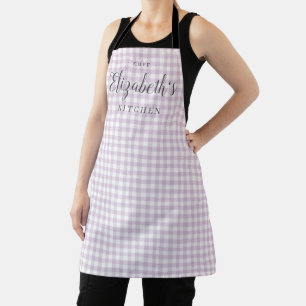 Tablier en vichy violet vérifier la cuisine personnalisé