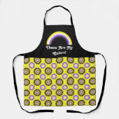 Tablier Enby pride flag and rainbow with text / yellow (Recto)