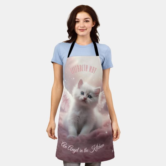 Tablier Enchanter Kitten rose avec ailes d'ange (Porté)