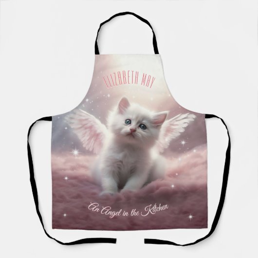 Tablier Enchanter Kitten rose avec ailes d'ange (Recto)