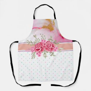 Tablier Encre alcool et aquarelle florale de printemps