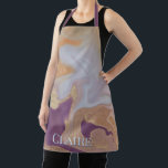 Tablier Encre d'alcool Abstraite moderne violet et monogra<br><div class="desc">Ce design moderne présente un tourbillon abstrait moderne d'encre d'alcool violet,  orange et lavande et d'or Personnalisez-le avec un nom. Portez-le pour la cuisine ou pour l'artisanat. Fera un grand anniversaire ou un cadeau de fête des mères. Créé par Simply Farmhouse Press.</div>