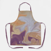 Tablier Encre d'alcool Abstraite moderne violet et monogra (Recto)