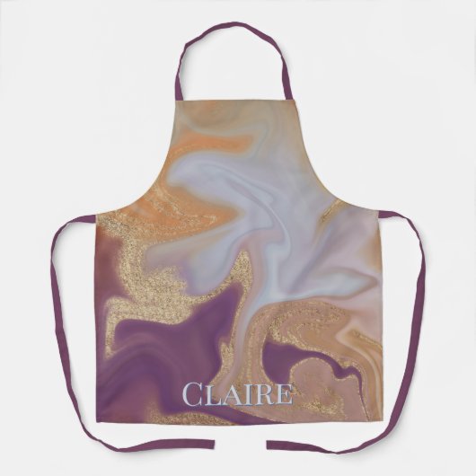 Tablier Encre d'alcool Abstraite moderne violet et monogra (Recto)