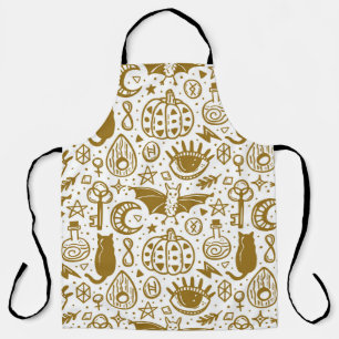 Tablier encre dorée d'Halloween, motif en silhouette sans