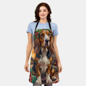 Tablier Endearing Basset Hound Dog with Christmas Wreath (Porté)