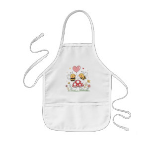 Tablier Enfant Abeilles caricaturales mignonnes avec ballon de co