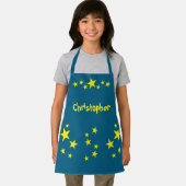 Tablier Enfant ajoute des étoiles nom jaune bleu (Insitu)