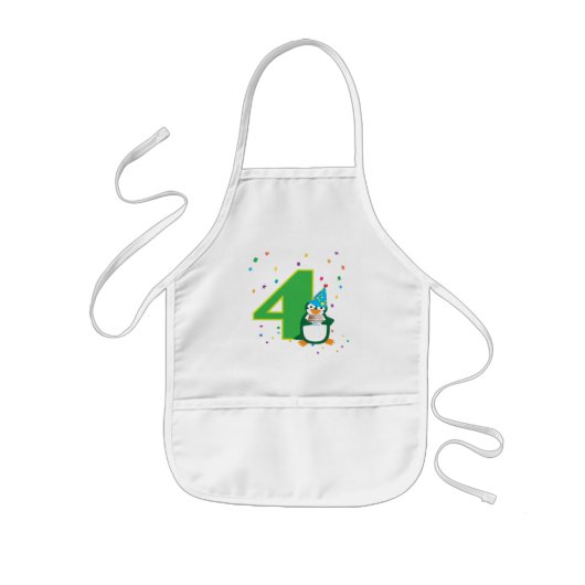 Tablier Enfant Apron du pingouin d'anniversaire (Devant)