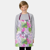 Tablier Enfant Apron : Feuilles Abstraits (blanc) (Porté)