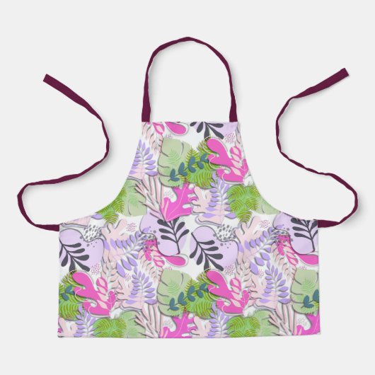 Tablier Enfant Apron : Feuilles Abstraits (blanc) (Recto)