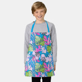 Tablier Enfant Apron : Feuilles Abstraits (bleu) (Porté)