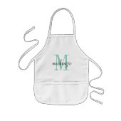 Tablier Enfant Aqua Monogram Initial et nom Personnalisé (Devant)