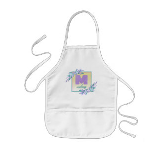 Tablier Enfant Aquarelle violette Ombre sirène échelles Monogramm