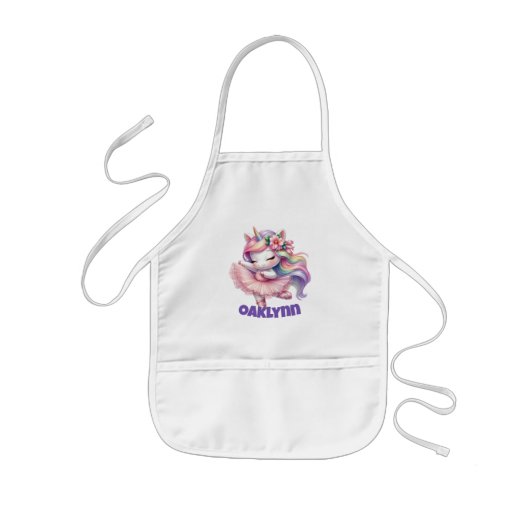 Tablier Enfant Ballerina colorée Unicorn Personnalisée (Devant)