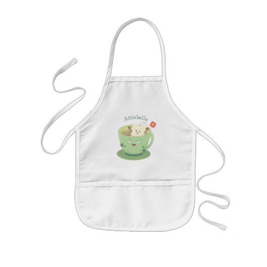 Tablier Enfant Bande dessinée de la tasse de thé mignonne humour  (Devant)