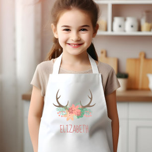 Tablier Enfant Boho Floral Andouillers Mignon Personnalisé