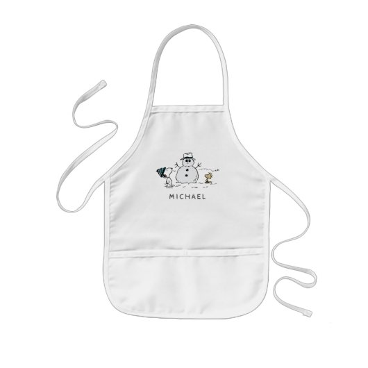 Tablier Enfant cacahuètes | Snoopy & Woodstock Snowman | Ajouter (Devant)