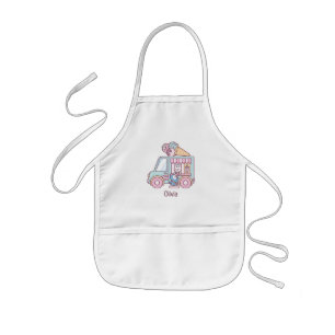 Tablier Enfant Camion de Glace Mignon Lapin et Manchot Nom