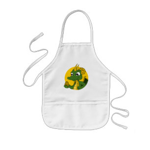 Tablier Enfant Caricature de dragon vert