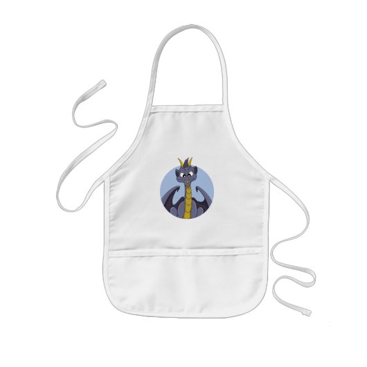 Tablier Enfant Caricature de dragon violet (Devant)