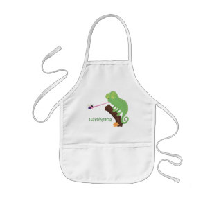 Tablier Enfant Caricature de lézard de caméléon vert joyeux