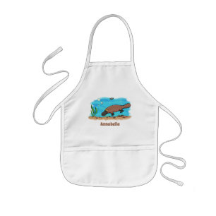 Tablier Enfant Caricature de natation de Cute platypus