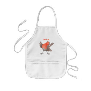 Tablier Enfant Caricature d'oiseau rouge chantant mignon