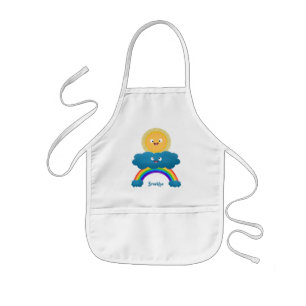 Tablier Enfant Caricature en arc-en-ciel du joyeux nuage de solei