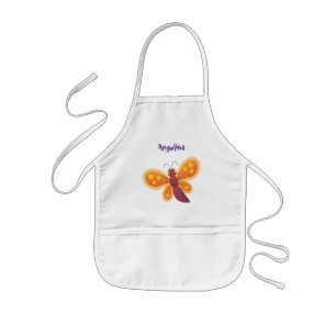 Tablier Enfant Caricature joli papillon orange