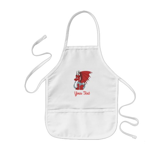 Tablier Enfant Cartoon rouge dragon pour enfants (Devant)