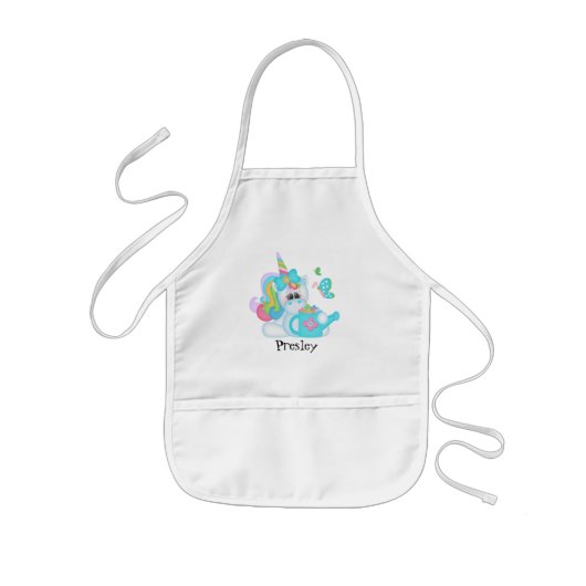 Tablier Enfant Cartoon Unicorn ajouter le nom apron (Devant)