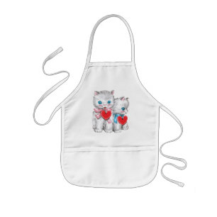 Tablier Enfant Chats de la Saint-Valentin mignons vintage, Retrou