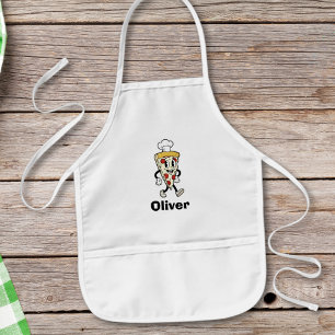 Tablier Enfant Chef de pizza de dessin animé rétro vintage