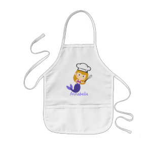 Tablier Enfant Chef Sirène Blonde Violet Personnaliser