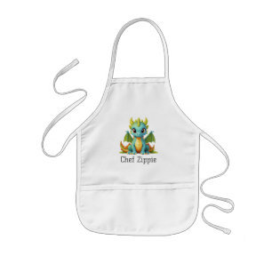 Tablier Enfant Chef Zippie Green Blue Baby Dragon Kids Apron