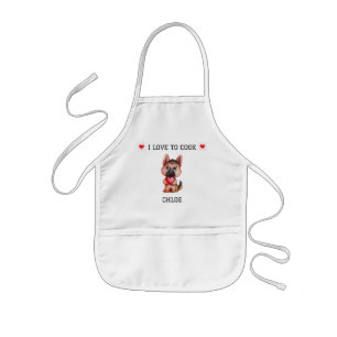Tablier Enfant Chiot Shepard allemand "I Love to Cook" personnali