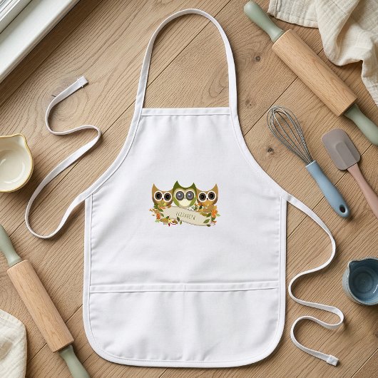 Tablier Enfant Chouettes d'automne mignonnes Personnalisées