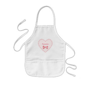 Tablier Enfant Coeur rose mignon avec le nom