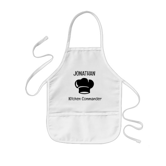 Tablier Enfant Commande Personnalisée De Cuisine Avec Chef Casque (Devant)