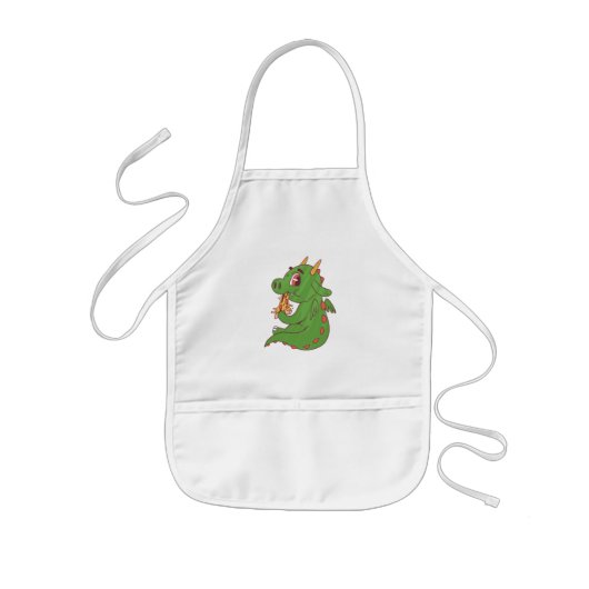 Tablier Enfant Conception de bébé dragon mangeant une délicieuse (Devant)