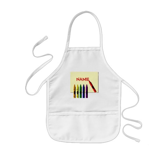Tablier Enfant Crayons Couleur mon nom Enfants Artiste Apron Modè (Devant)